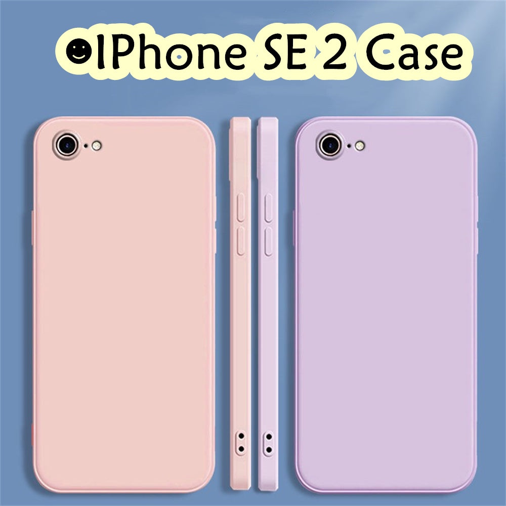 For IPhone SE 2 Cover Drop and wear resistant Silicone Full Case Classic Simple Solid Color Phone Case Cover