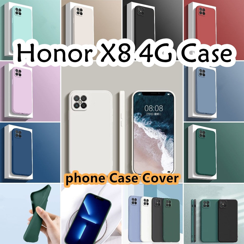 For Honor X8 4G Cover Drop and wear resistant Silicone Full Case Classic Simple Solid Color Phone Case Cover