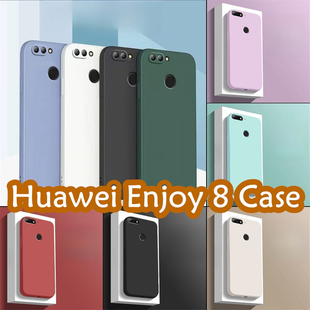 For Huawei Enjoy 8 Cover Drop and wear resistant Silicone Full Case Classic Simple Solid Color Phone Case Cover