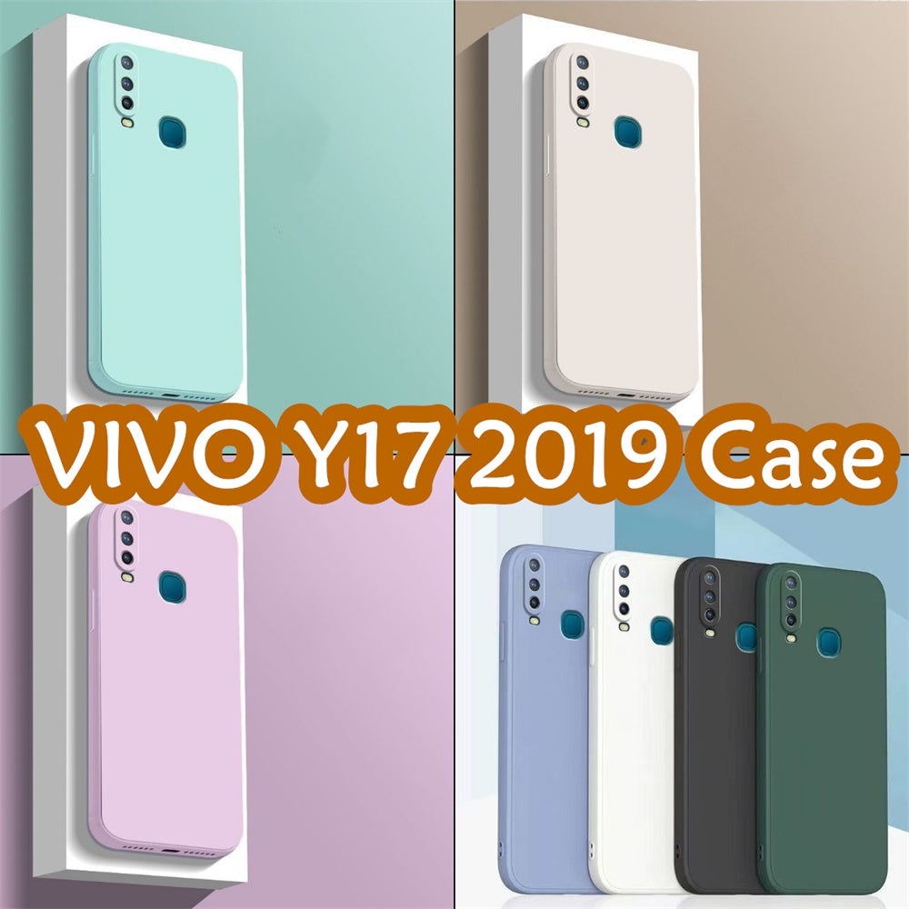 For VIVO Y17 2019 Cover Drop and wear resistant Silicone Full Case Classic Simple Solid Color Phone Case Cover