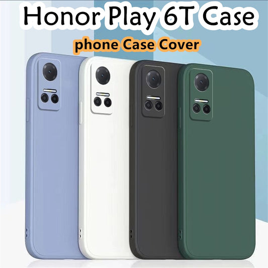 For Honor Play 6T Cover Drop and wear resistant Silicone Full Case Classic Simple Solid Color Phone Case Cover
