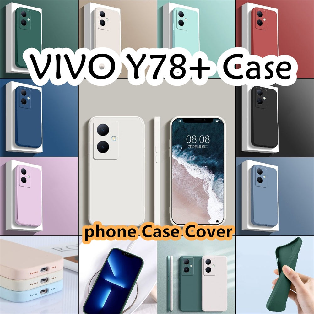 For VIVO Y78+ Cover Drop and wear resistant Silicone Full Case Classic Simple Solid Color Phone Case Cover