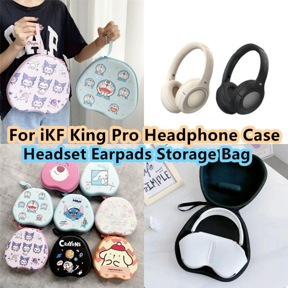 For IKF King Pro Headphone Case Cartoon Creative Patterns Headset Earpads Storage Bag Casing Box