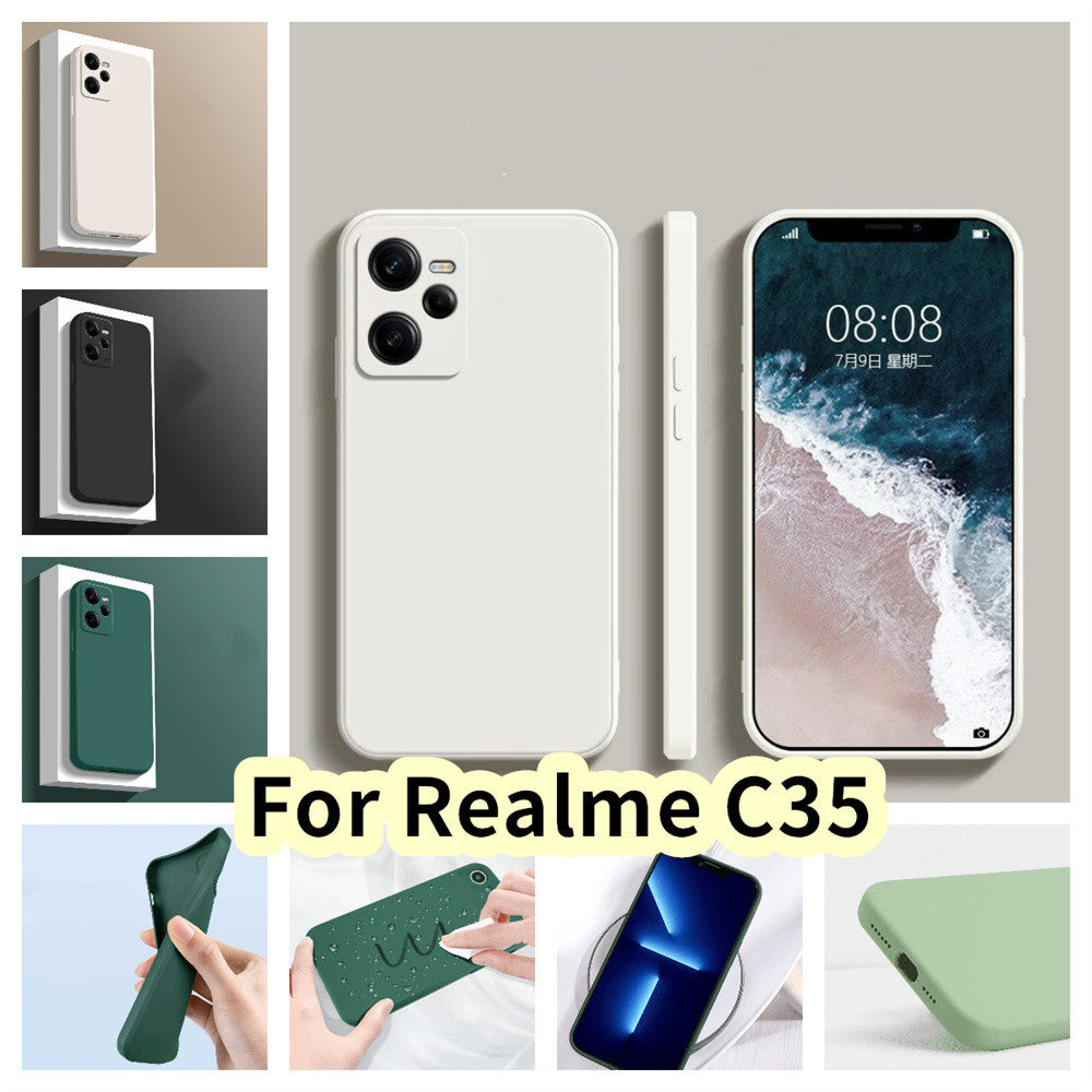 For Realme C35 Cover Drop and wear resistant Silicone Full Case Classic Simple Solid Color Phone Case Cover