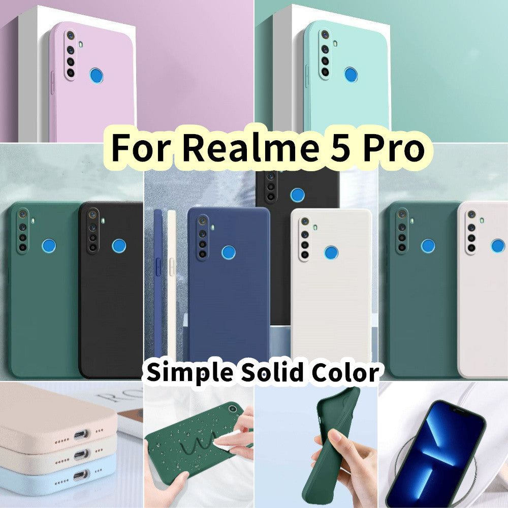 For Realme 5 Pro Cover Drop and wear resistant Silicone Full Case Classic Simple Solid Color Phone Case Cover
