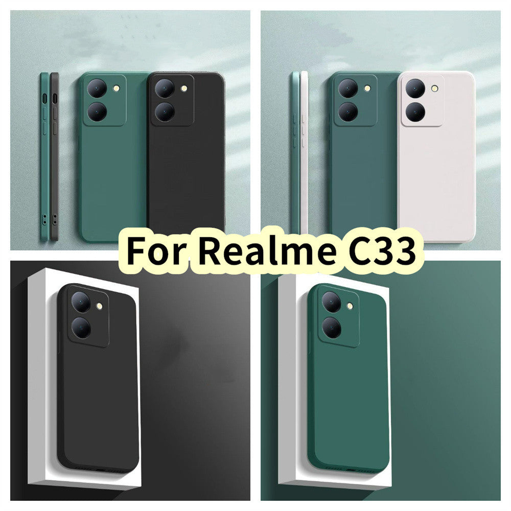 For Realme C33 Cover Drop and wear resistant Silicone Full Case Classic Simple Solid Color Phone Case Cover