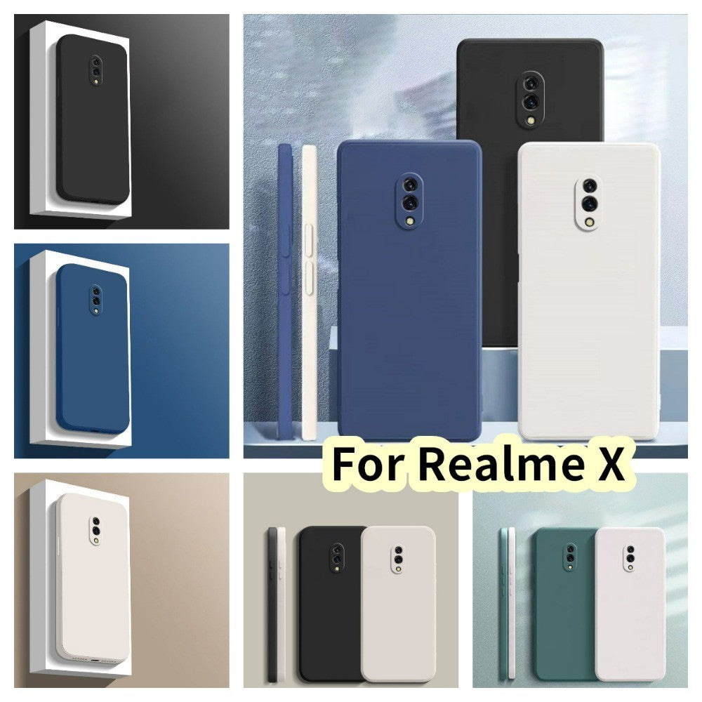 For Realme X Cover Drop and wear resistant Silicone Full Case Classic Simple Solid Color Phone Case Cover