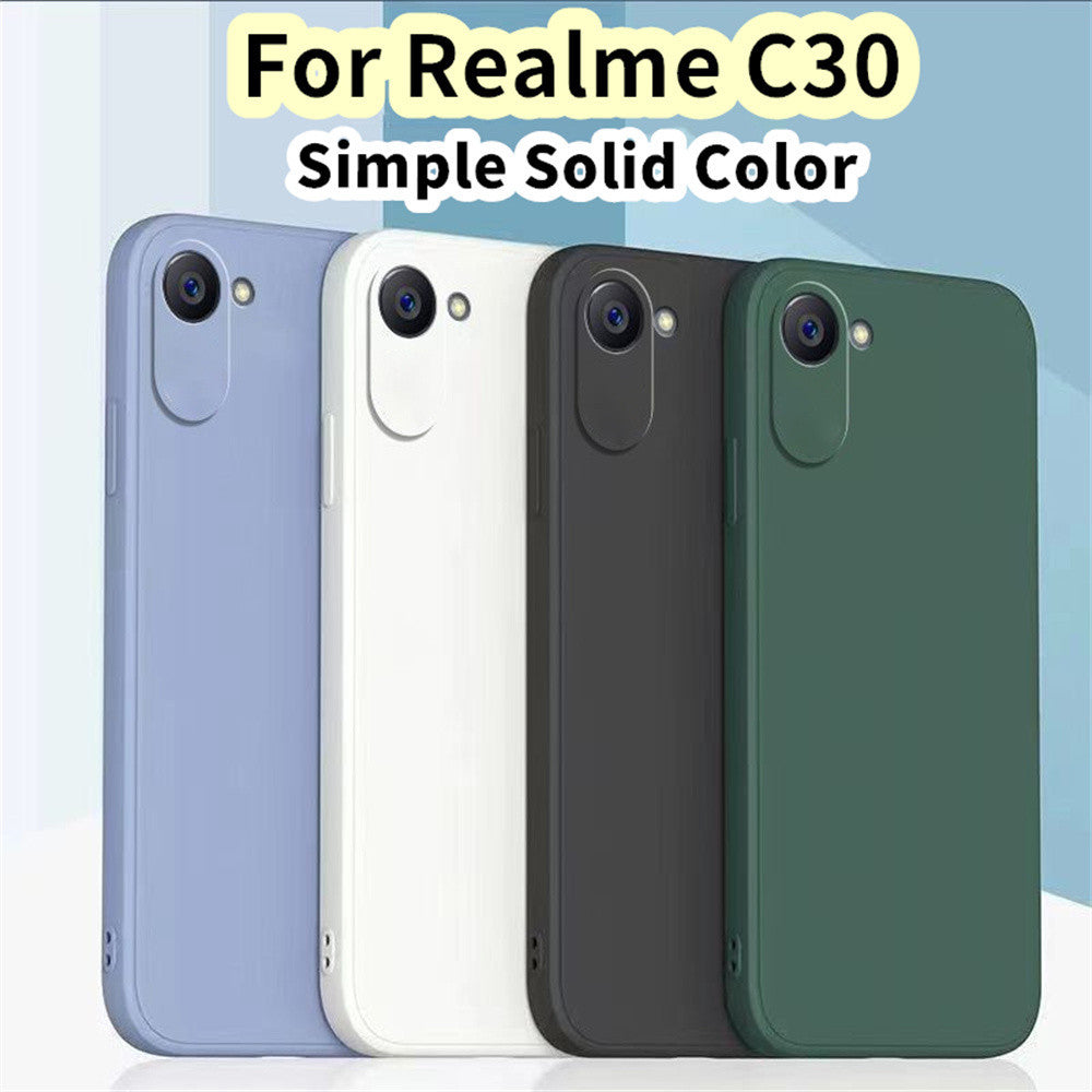 For Realme C30 Cover Drop and wear resistant Silicone Full Case Classic Simple Solid Color Phone Case Cover