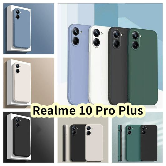 For Realme 10 Pro Plus Cover Drop and wear resistant Silicone Full Case Classic Simple Solid Color Phone Case Cover