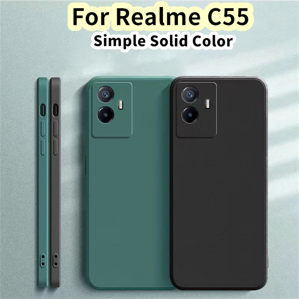 For Realme C55 Cover Drop and wear resistant Silicone Full Case Classic Simple Solid Color Phone Case Cover