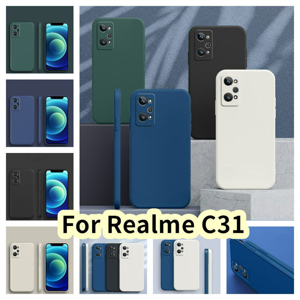 For Realme C31 Cover Drop and wear resistant Silicone Full Case Classic Simple Solid Color Phone Case Cover
