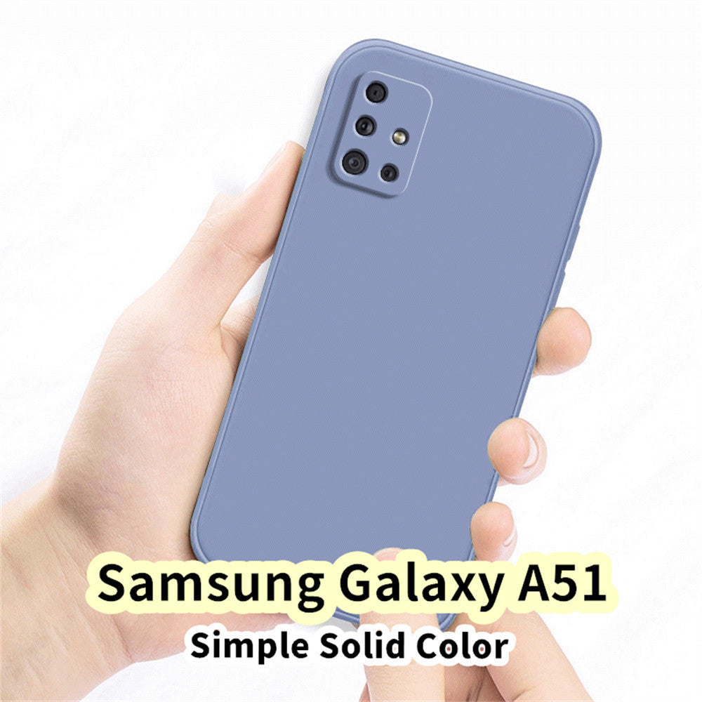For Samsung Galaxy A51 Cover Drop and wear resistant Silicone Full Case Classic Simple Solid Color Phone Case Cover