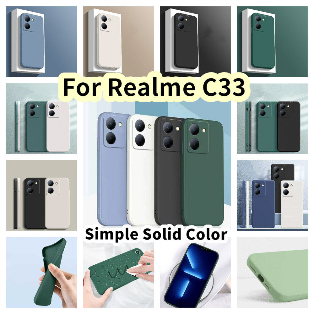 For Realme C33 Cover Drop and wear resistant Silicone Full Case Classic Simple Solid Color Phone Case Cover