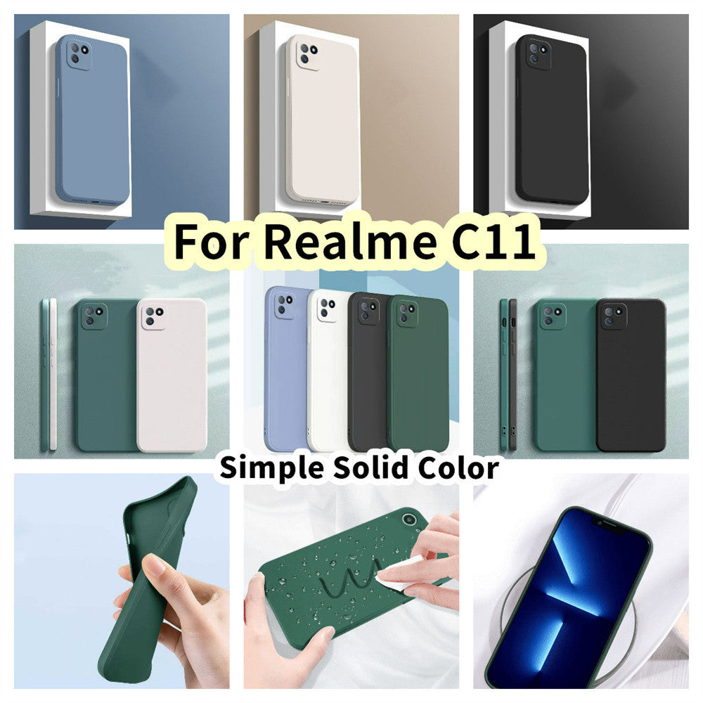 For Realme C11 Cover Drop and wear resistant Silicone Full Case Classic Simple Solid Color Phone Case Cover