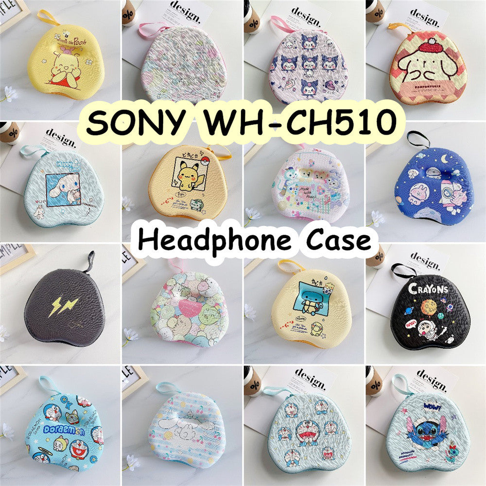 For SONY WH-CH510 Headphone Case Cartoon Creative Patterns Headset Earpads Storage Bag Casing Box