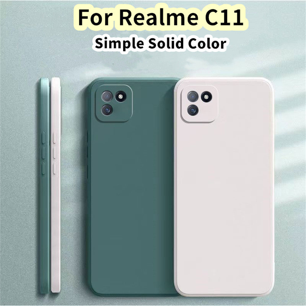For Realme C11 Cover Drop and wear resistant Silicone Full Case Classic Simple Solid Color Phone Case Cover