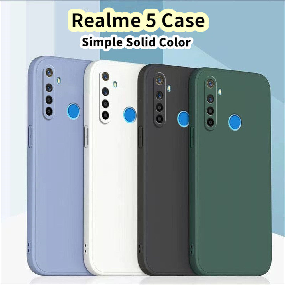 For Realme 5 Cover Drop and wear resistant Silicone Full Case Classic Simple Solid Color Phone Case Cover