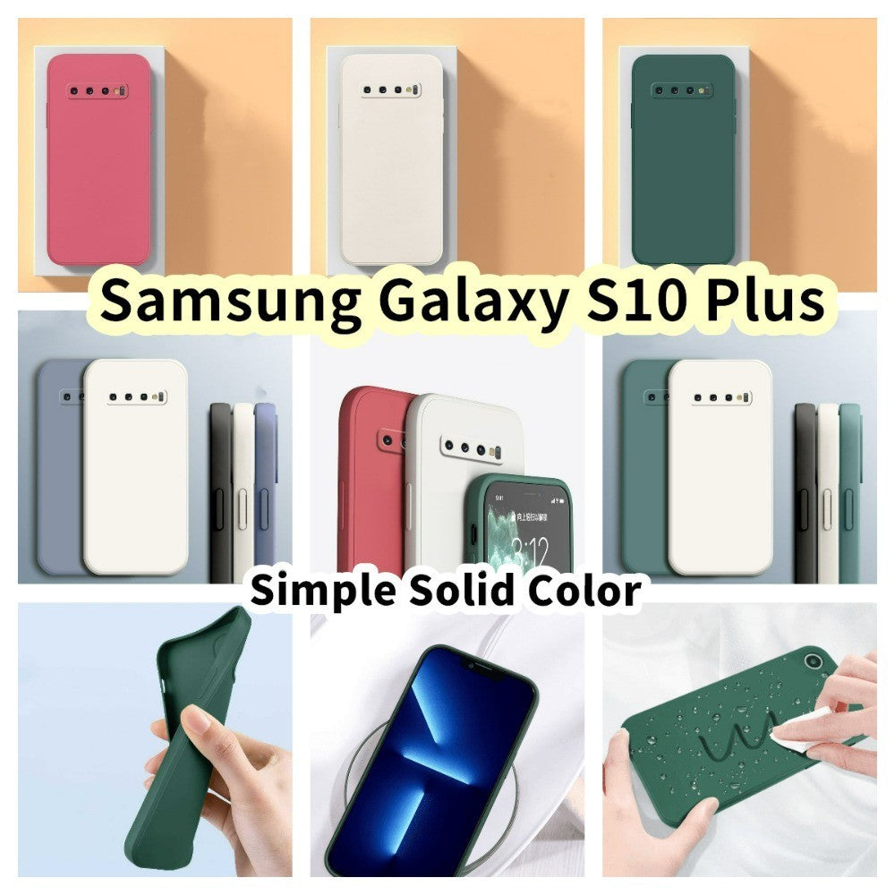 For Samsung Galaxy S10 Plus Cover Drop and wear resistant Silicone Full Case Classic Simple Solid Color Phone Case Cover