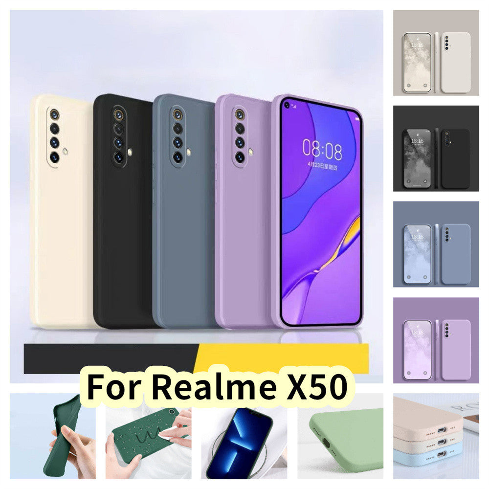 For Realme X50 Cover Drop and wear resistant Silicone Full Case Classic Simple Solid Color Phone Case Cover