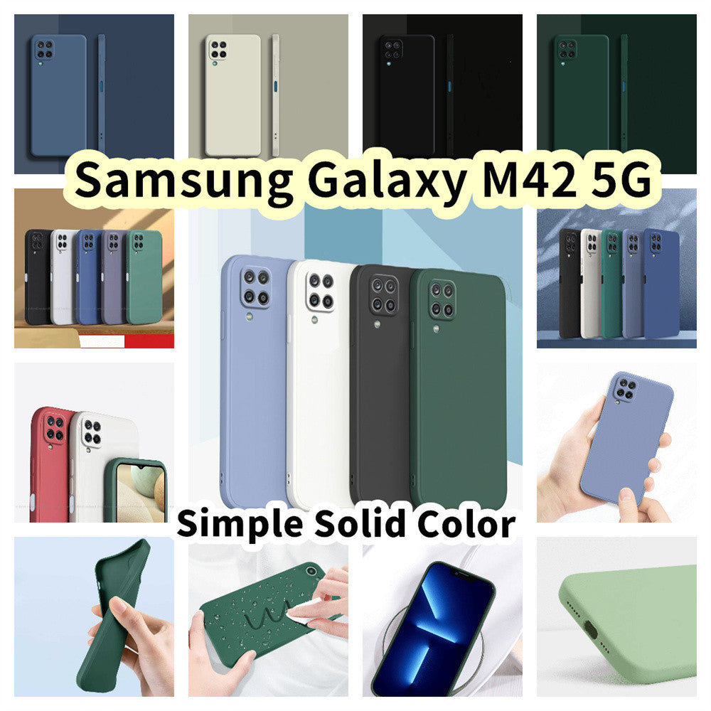 For Samsung Galaxy M42 5G Cover Drop and wear resistant Silicone Full Case Classic Simple Solid Color Phone Case Cover