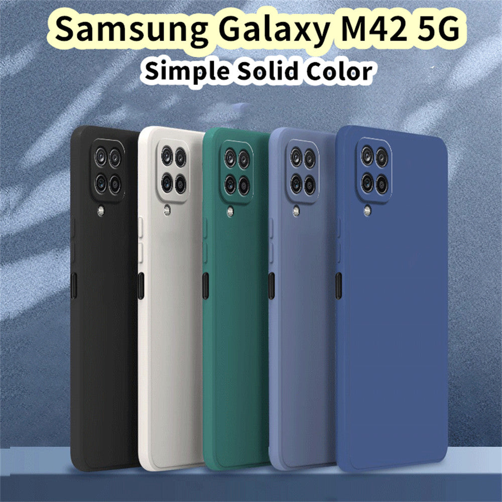 For Samsung Galaxy M42 5G Cover Drop and wear resistant Silicone Full Case Classic Simple Solid Color Phone Case Cover