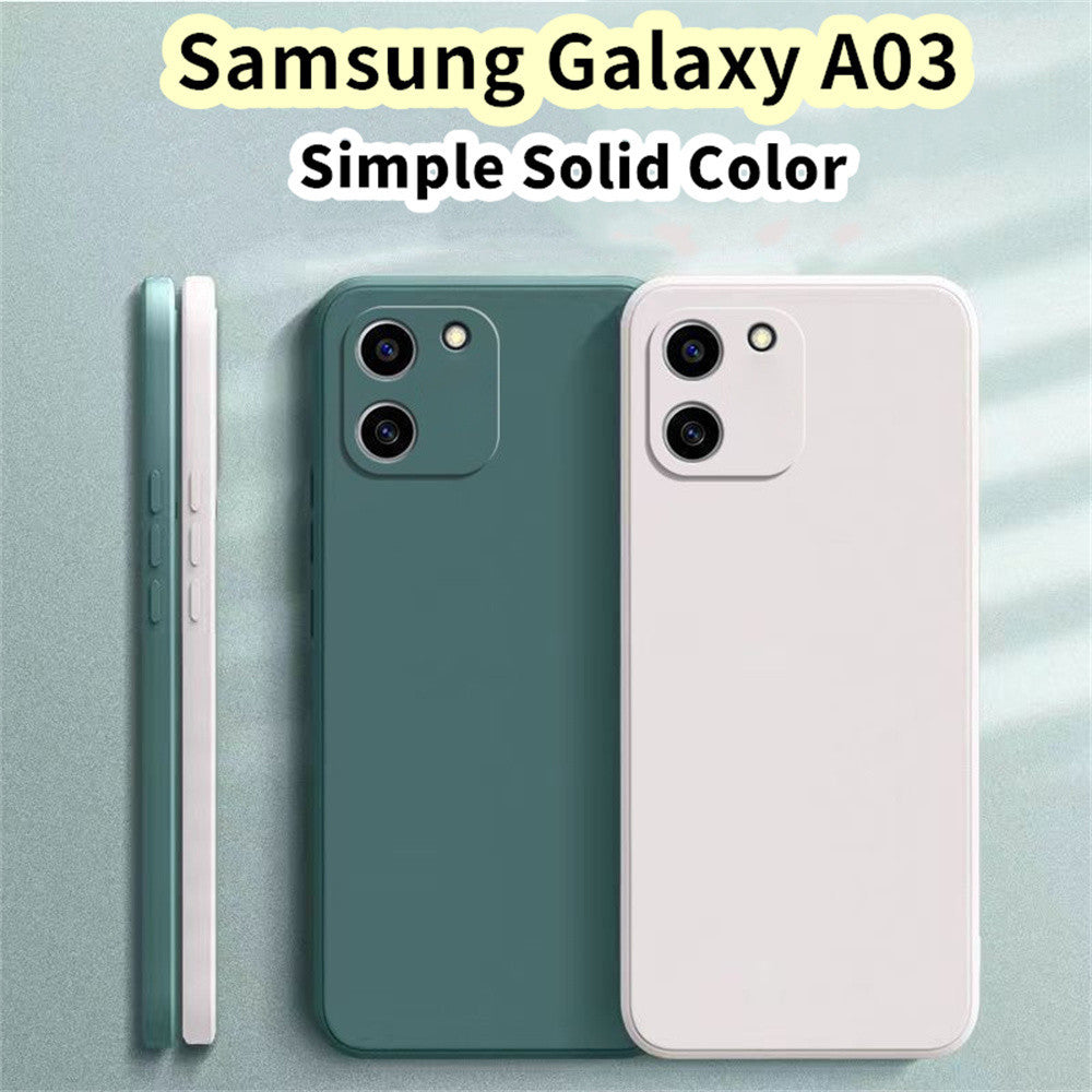 For Samsung Galaxy A03 Cover Drop and wear resistant Silicone Full Case Classic Simple Solid Color Phone Case Cover