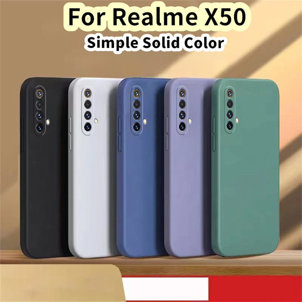 For Realme X50 Cover Drop and wear resistant Silicone Full Case Classic Simple Solid Color Phone Case Cover