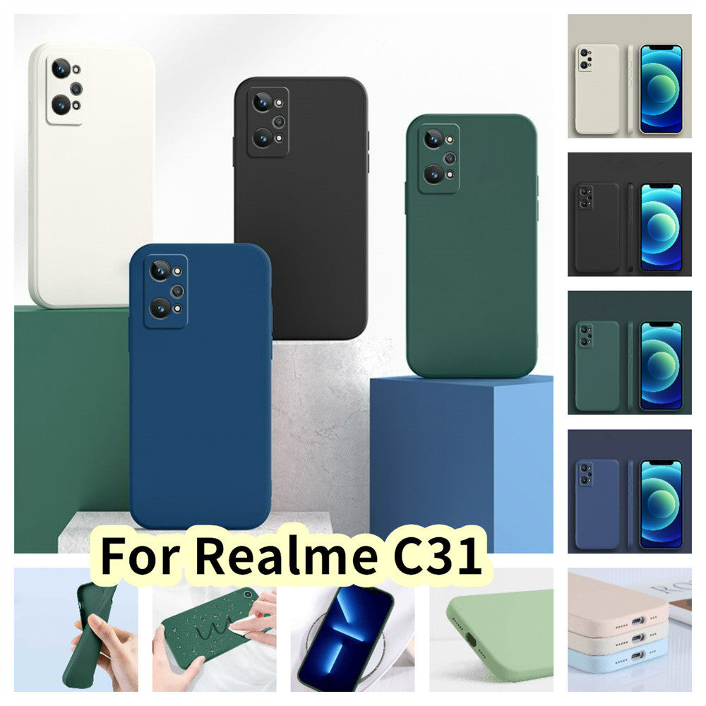 For Realme C31 Cover Drop and wear resistant Silicone Full Case Classic Simple Solid Color Phone Case Cover