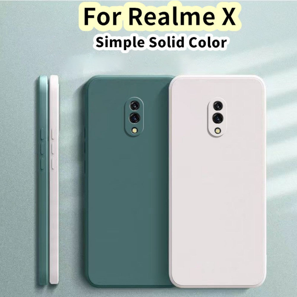 For Realme X Cover Drop and wear resistant Silicone Full Case Classic Simple Solid Color Phone Case Cover