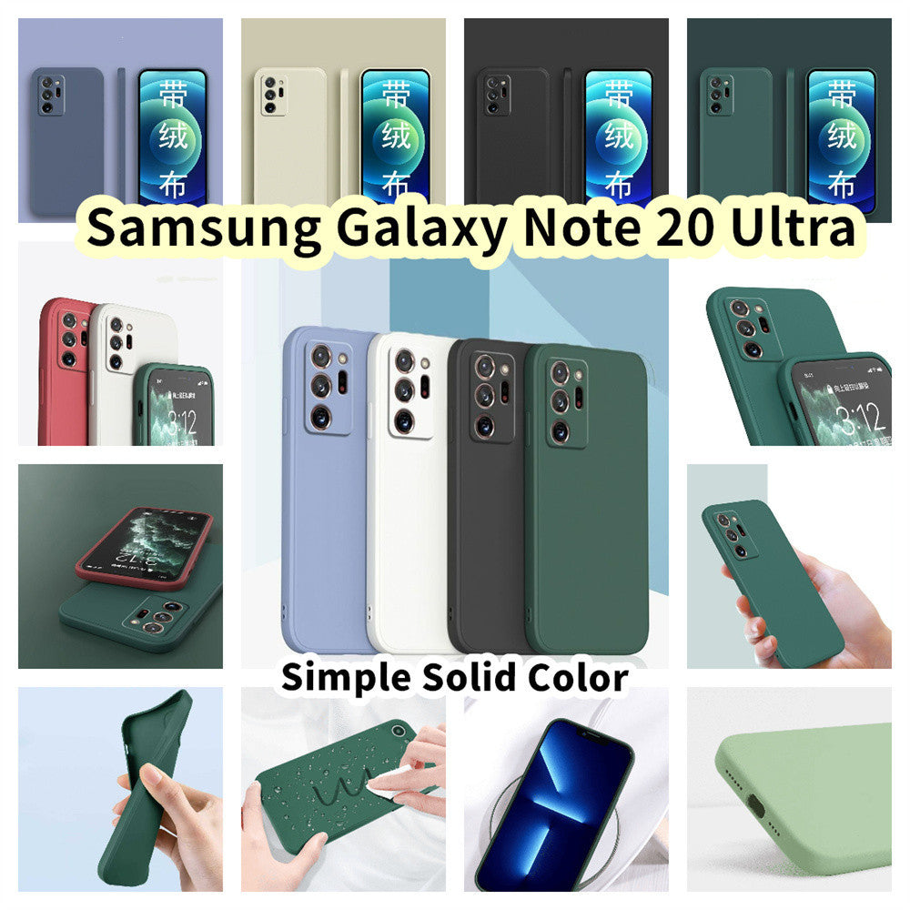 For Samsung Galaxy Note 20 Ultra Cover Drop and wear resistant Silicone Full Case Classic Simple Solid Color Phone Case Cover