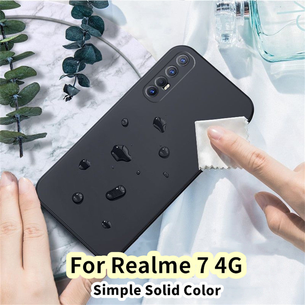 For Realme 7 4G Cover Drop and wear resistant Silicone Full Case Classic Simple Solid Color Phone Case Cover