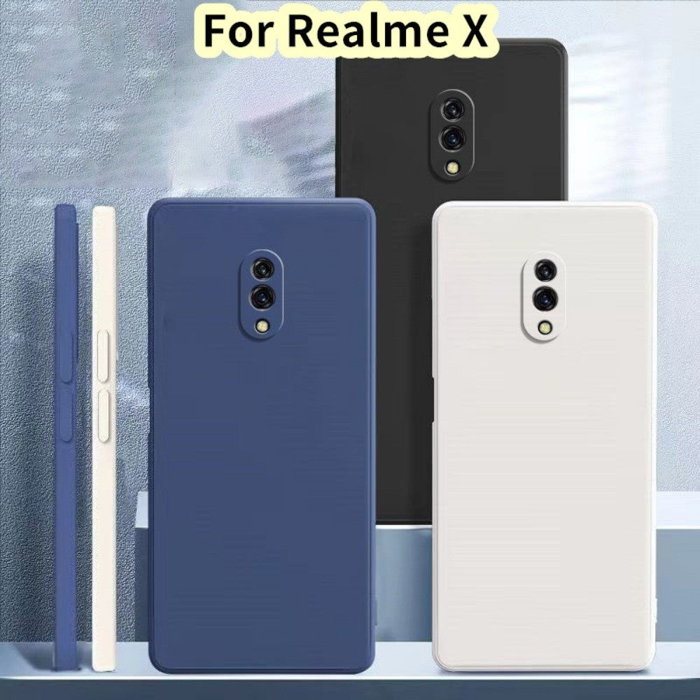 For Realme X Cover Drop and wear resistant Silicone Full Case Classic Simple Solid Color Phone Case Cover