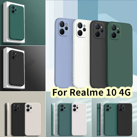 For Realme 10 4G Cover Drop and wear resistant Silicone Full Case Classic Simple Solid Color Phone Case Cover