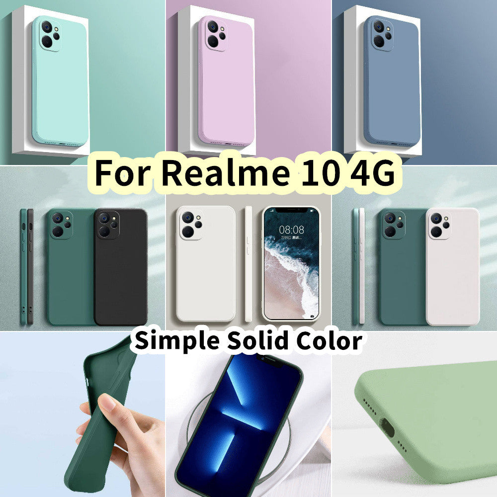 For Realme 10 4G Cover Drop and wear resistant Silicone Full Case Classic Simple Solid Color Phone Case Cover
