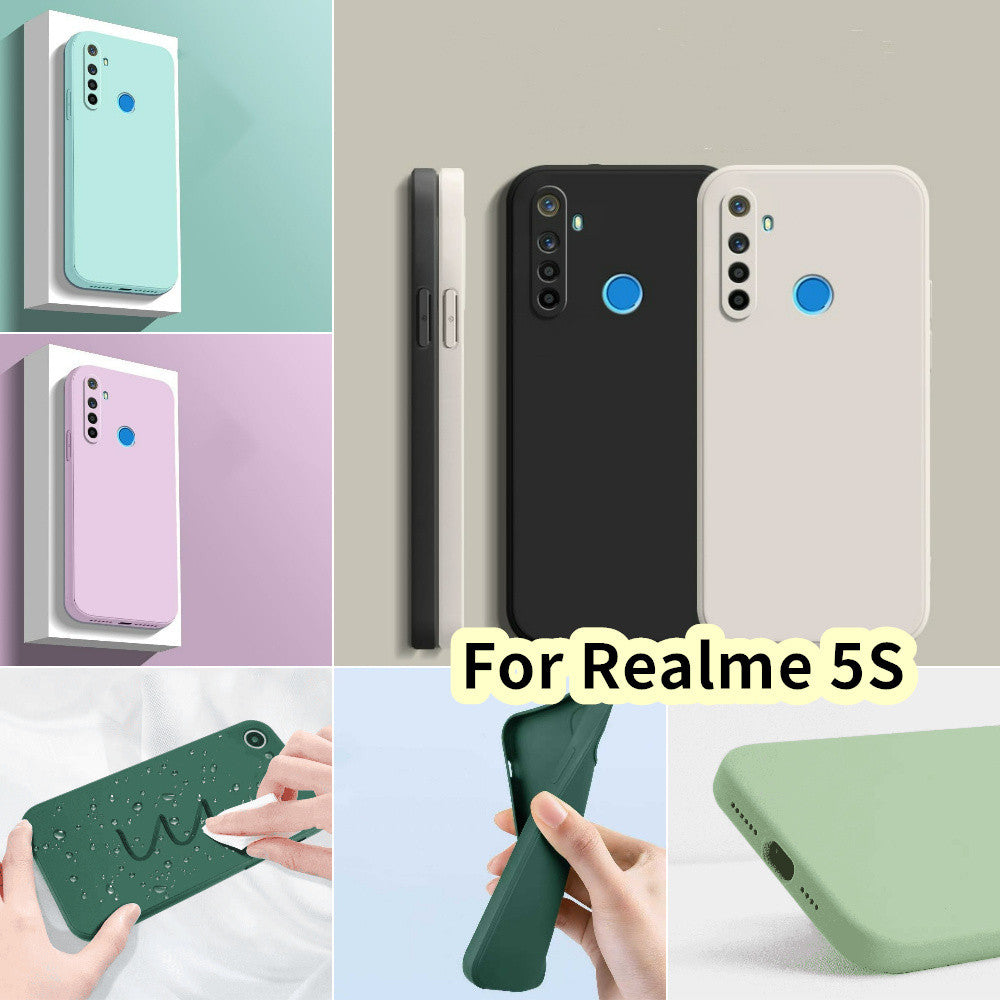 For Realme 5S Cover Drop and wear resistant Silicone Full Case Classic Simple Solid Color Phone Case Cover