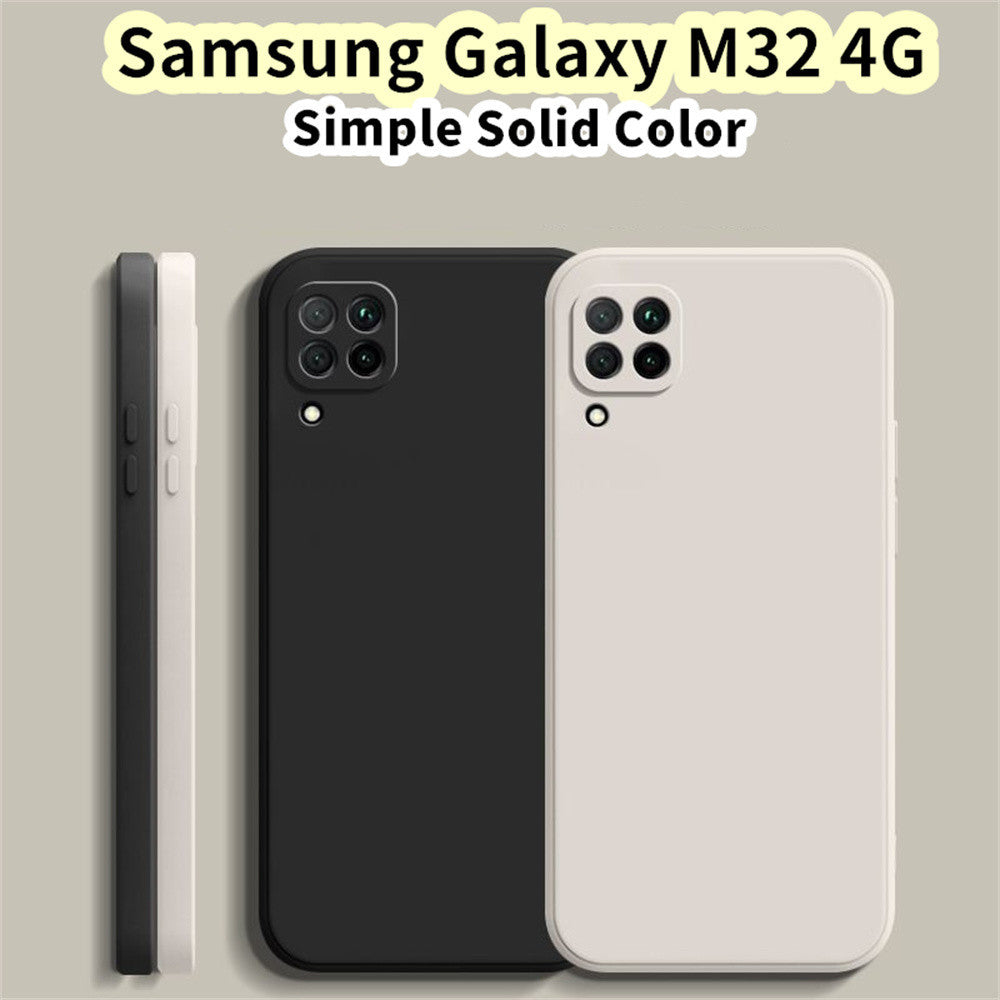 For Samsung Galaxy M32 4G Cover Drop and wear resistant Silicone Full Case Classic Simple Solid Color Phone Case Cover