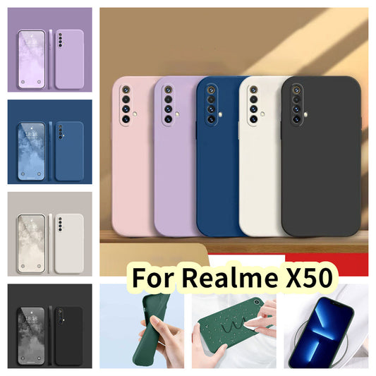 For Realme X50 Cover Drop and wear resistant Silicone Full Case Classic Simple Solid Color Phone Case Cover
