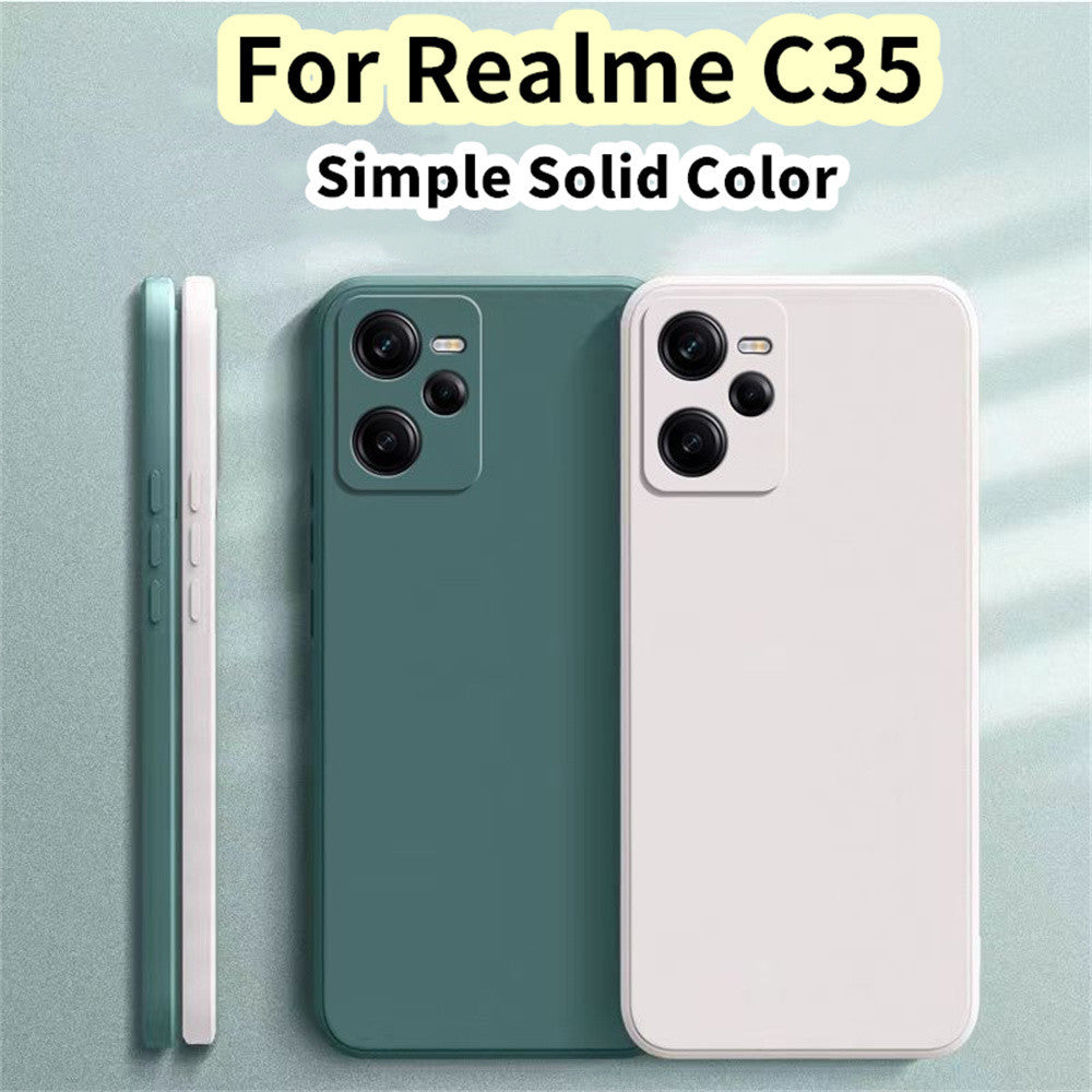 For Realme C35 Cover Drop and wear resistant Silicone Full Case Classic Simple Solid Color Phone Case Cover