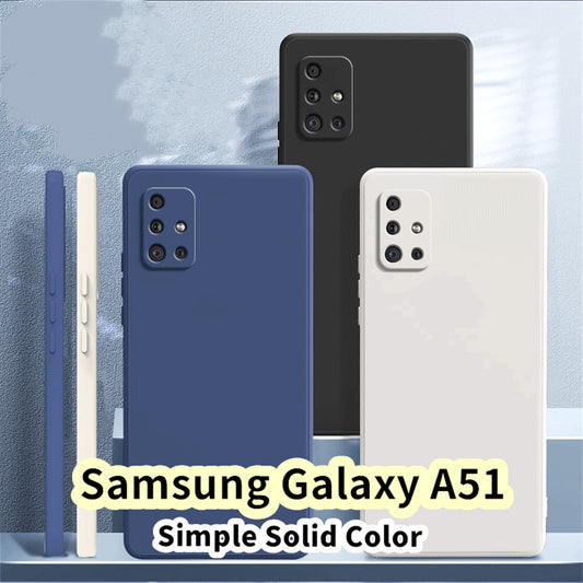 For Samsung Galaxy A51 Cover Drop and wear resistant Silicone Full Case Classic Simple Solid Color Phone Case Cover