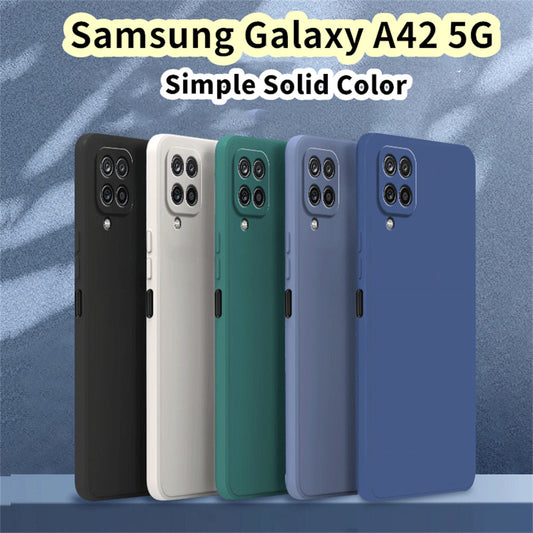 For Samsung Galaxy A42 5G Cover Drop and wear resistant Silicone Full Case Classic Simple Solid Color Phone Case Cover