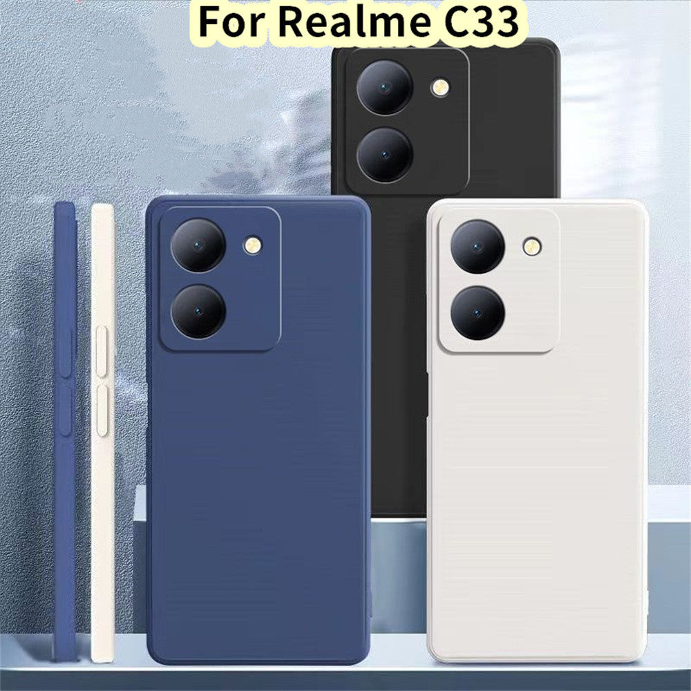 For Realme C33 Cover Drop and wear resistant Silicone Full Case Classic Simple Solid Color Phone Case Cover