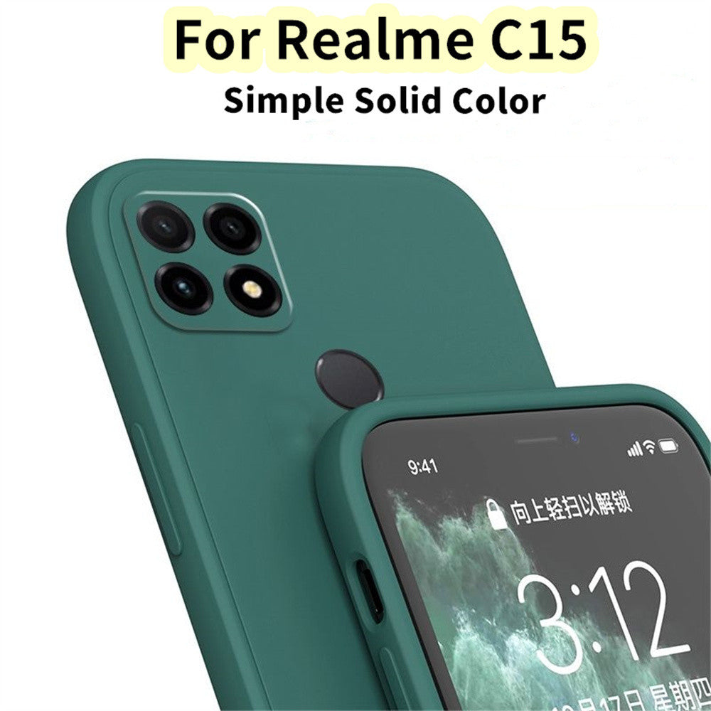 For Realme C15 Cover Drop and wear resistant Silicone Full Case Classic Simple Solid Color Phone Case Cover