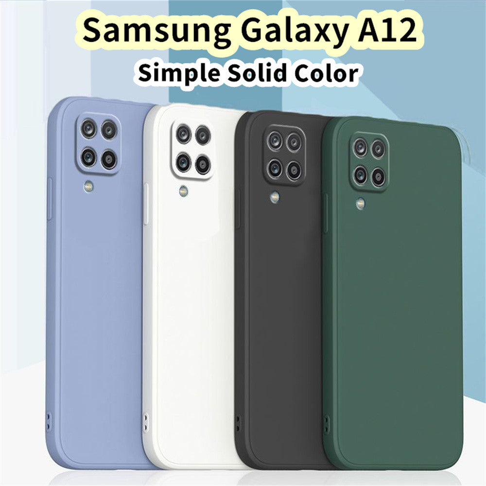 For Samsung Galaxy A12 Cover Drop and wear resistant Silicone Full Case Classic Simple Solid Color Phone Case Cover