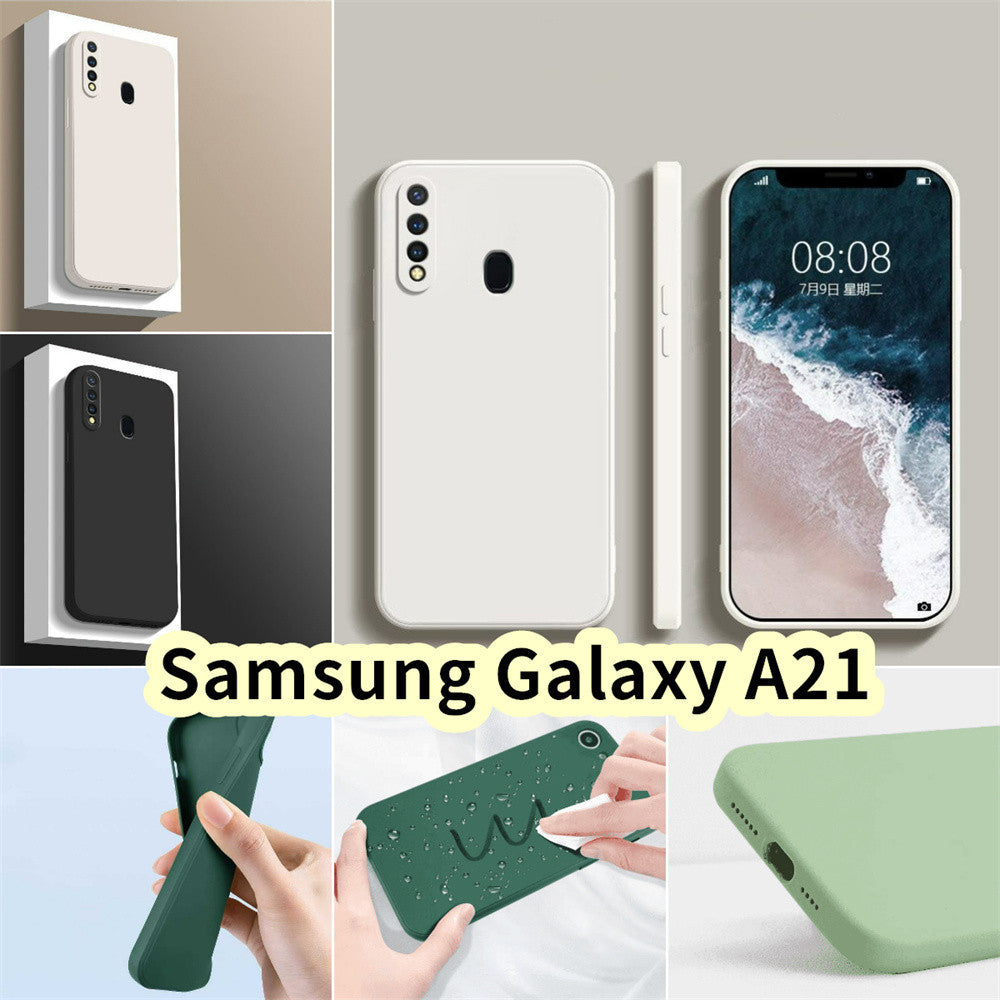 For Samsung Galaxy A21 Cover Drop and wear resistant Silicone Full Case Classic Simple Solid Color Phone Case Cover