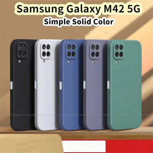 For Samsung Galaxy M42 5G Cover Drop and wear resistant Silicone Full Case Classic Simple Solid Color Phone Case Cover