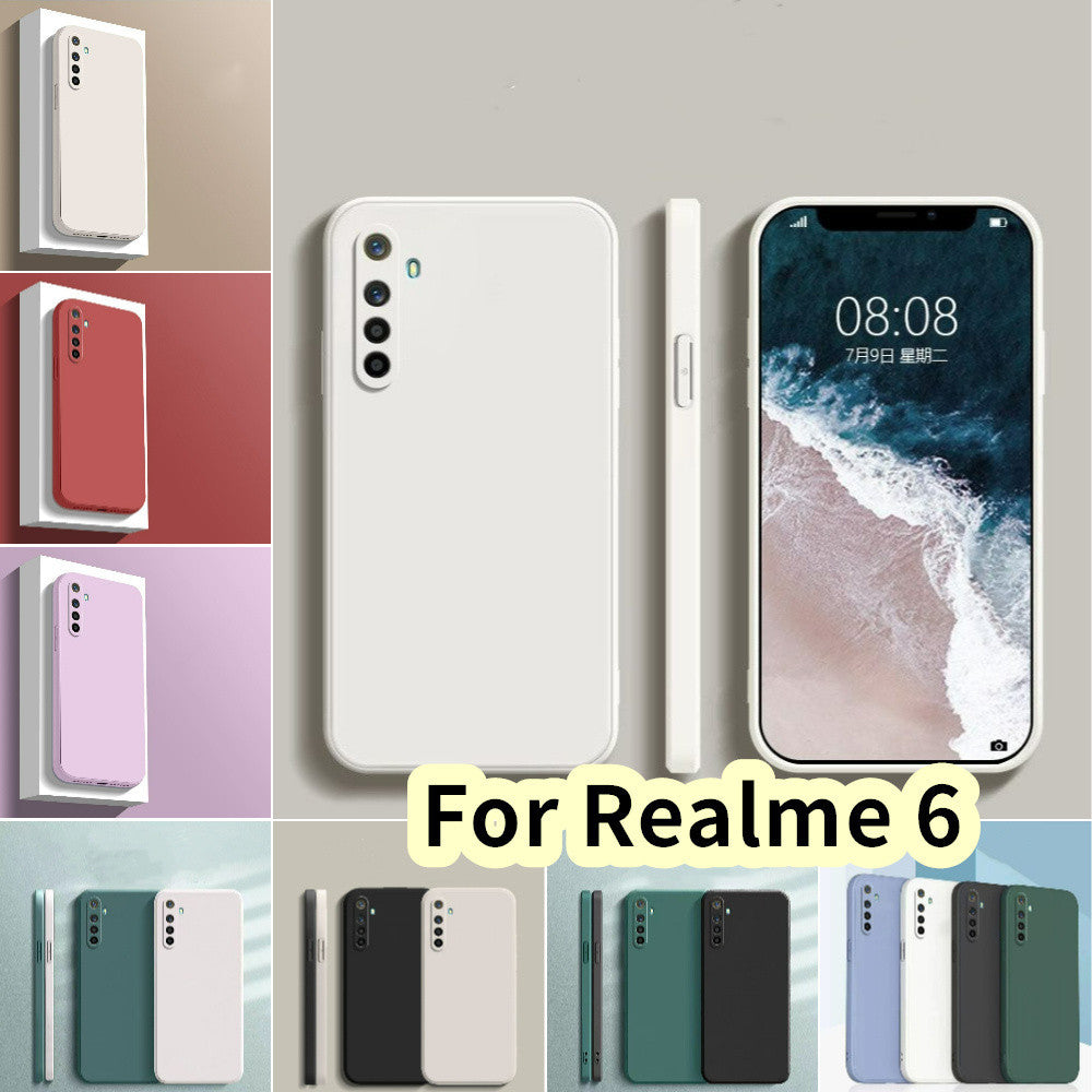 For Realme 6 Cover Drop and wear resistant Silicone Full Case Classic Simple Solid Color Phone Case Cover