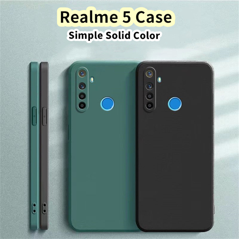 For Realme 5 Cover Drop and wear resistant Silicone Full Case Classic Simple Solid Color Phone Case Cover
