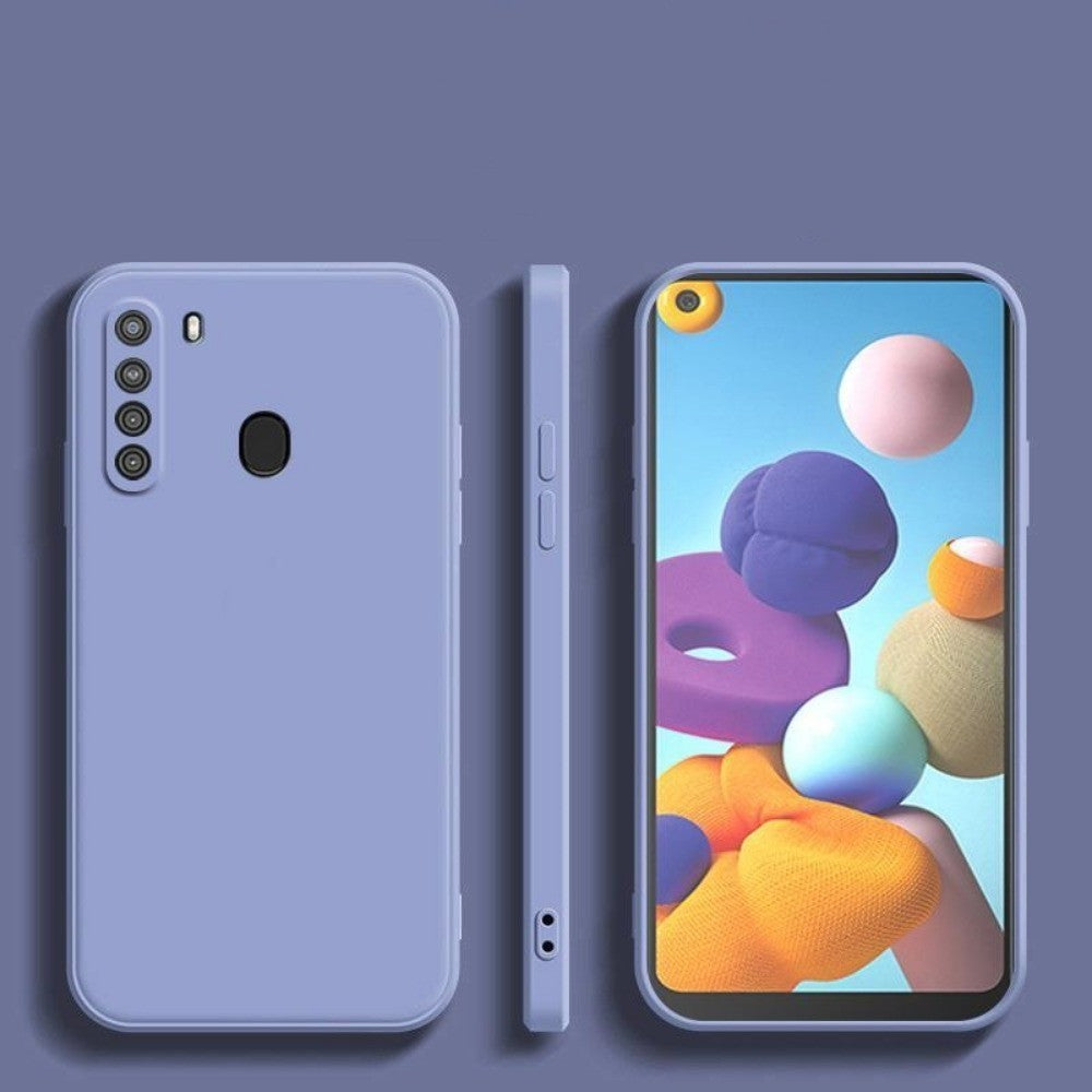 For Samsung Galaxy A21 Cover Drop and wear resistant Silicone Full Case Classic Simple Solid Color Phone Case Cover