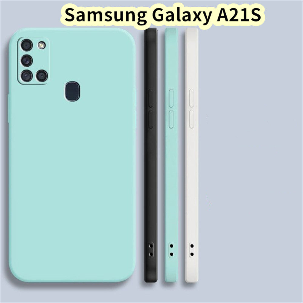 For Samsung Galaxy A21S Cover Drop and wear resistant Silicone Full Case Classic Simple Solid Color Phone Case Cover