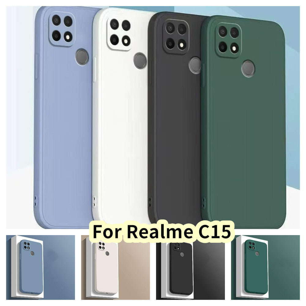 For Realme C15 Cover Drop and wear resistant Silicone Full Case Classic Simple Solid Color Phone Case Cover